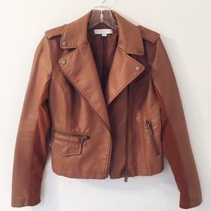 New York & Company Brown Faux Leather Jacket